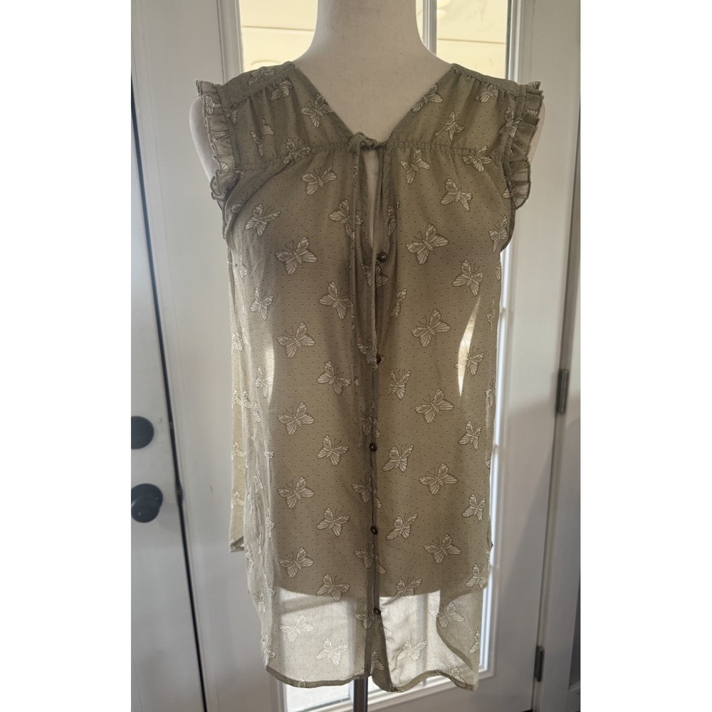 Matilda Jane Tank Top Sleeveless Sheer Butterfly Tie Neck Boho Whimsy Medium‎